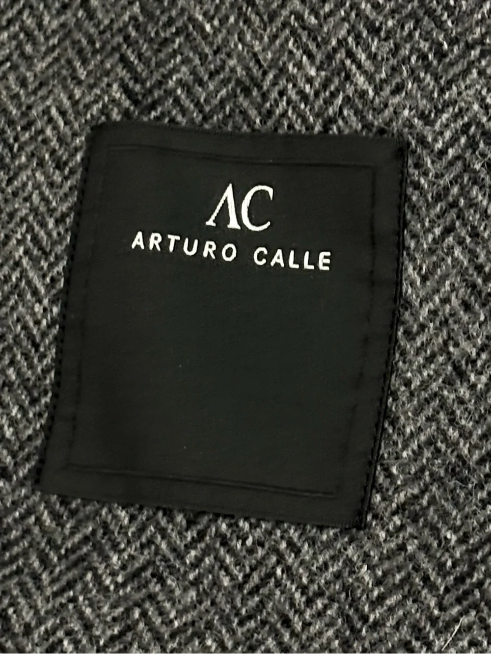 Arturo Calle Wool Gray Herringbone Blazer - Classic Two-Button Sport Coat Sz 40R